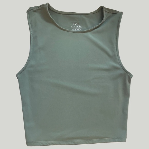 IVL Tops - Women’s Muted Tone Olive Green Sleeveless Activewear Workout Casual Top